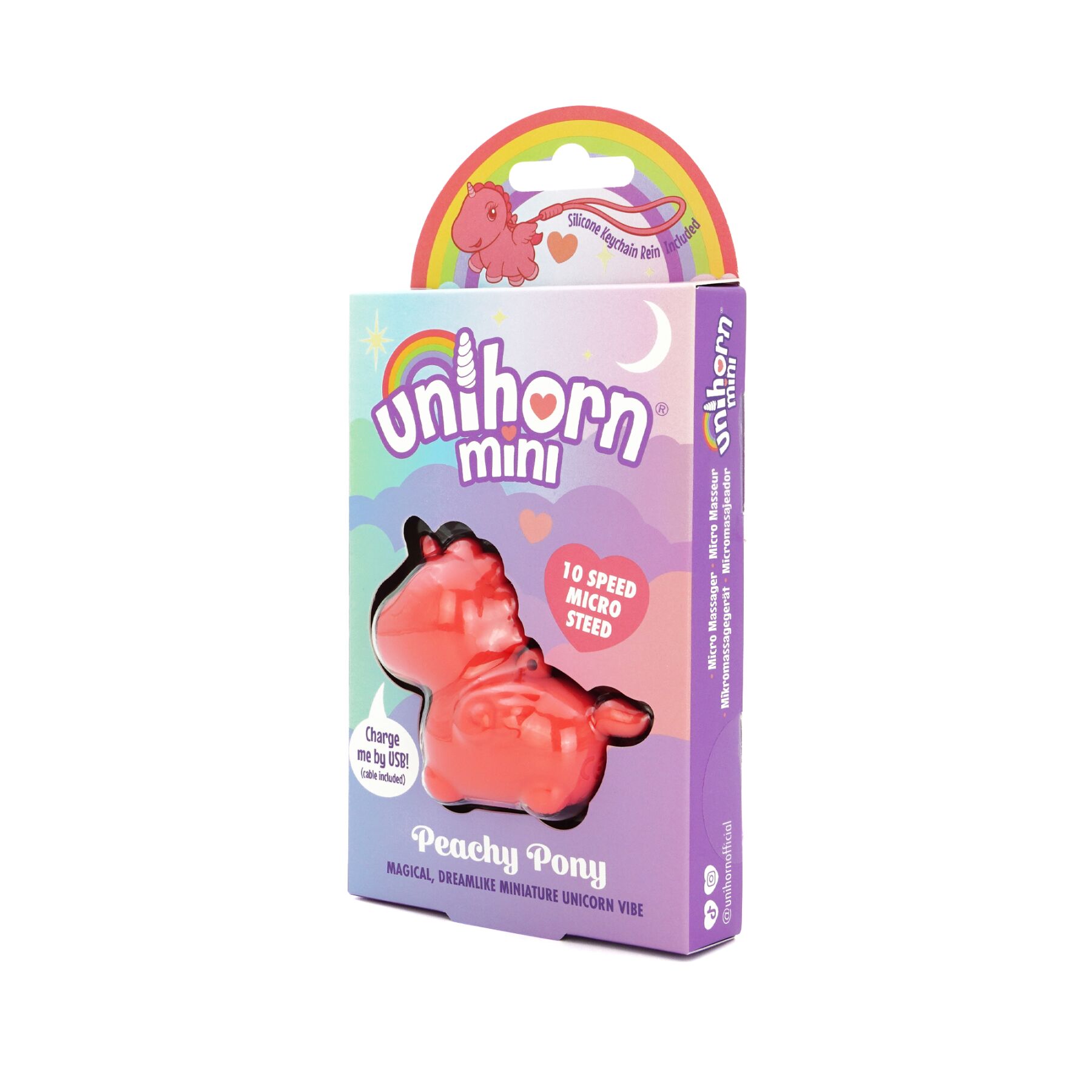 Вибратор мини-единорожка Unihorn Mini – Peachy Pony, брелок с вибрацией, 10 режимов