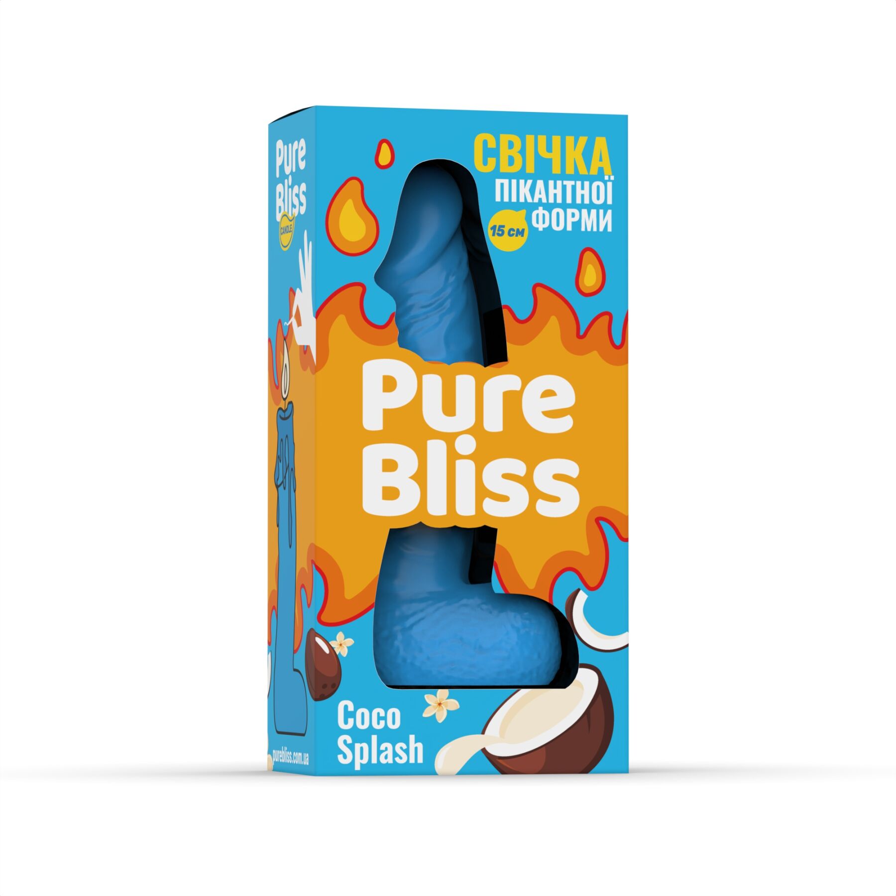 Ароматна свічка пікантної форми Pure Bliss Blue Coco Splash (Кокосове молоко) 15 см