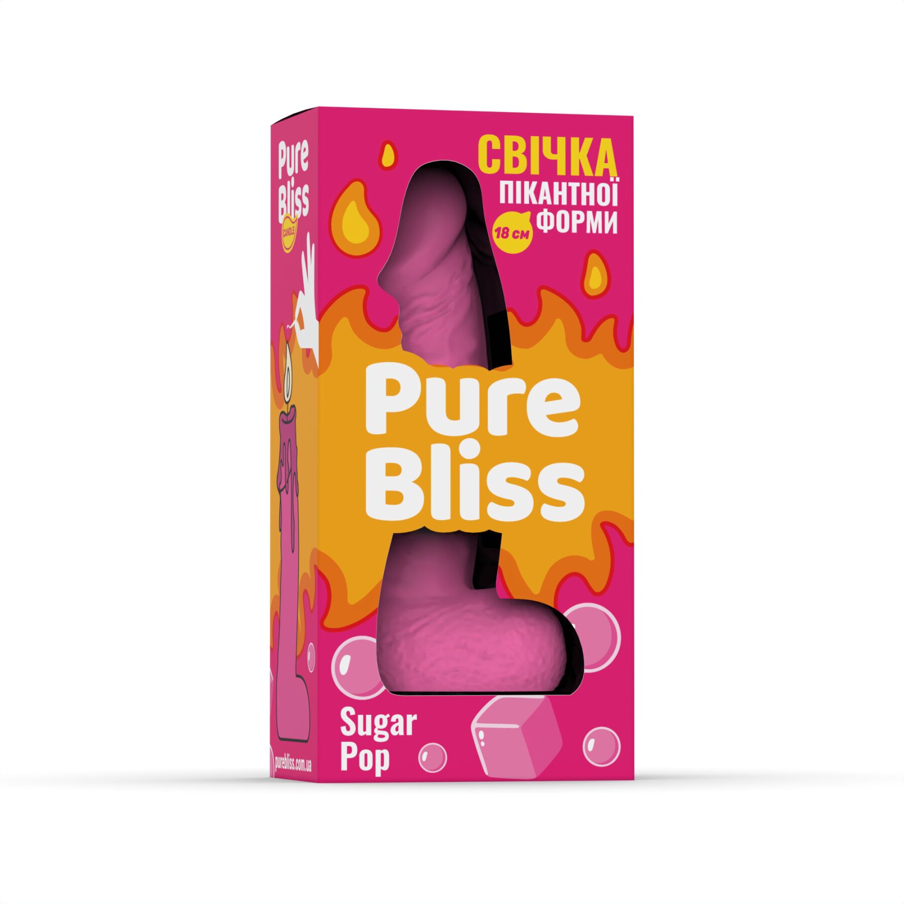 Ароматна свічка пікантної форми Pure Bliss Pink Sugar Pop (Жуйка) 18 см