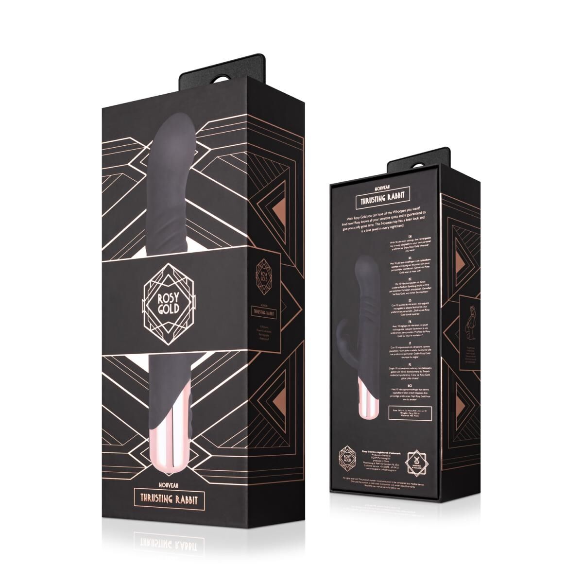 Вібратор-кролик Rosy Gold - Rabbit Vibrator with thrusting function - Black
