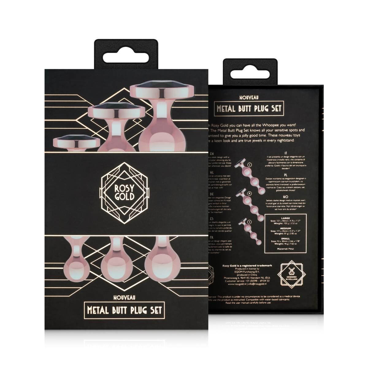 Набор анальных игрушек Rosy Gold - Metal Butt Plug Set 3 Pieces
