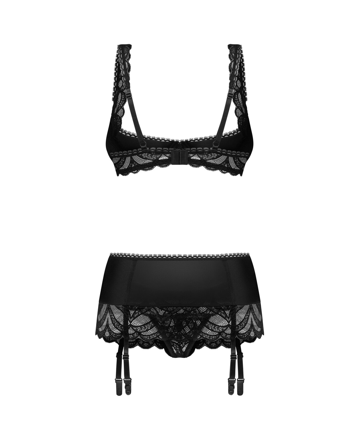 Комплект Obsessive Lecille 3-pcs crotchless set L/XL