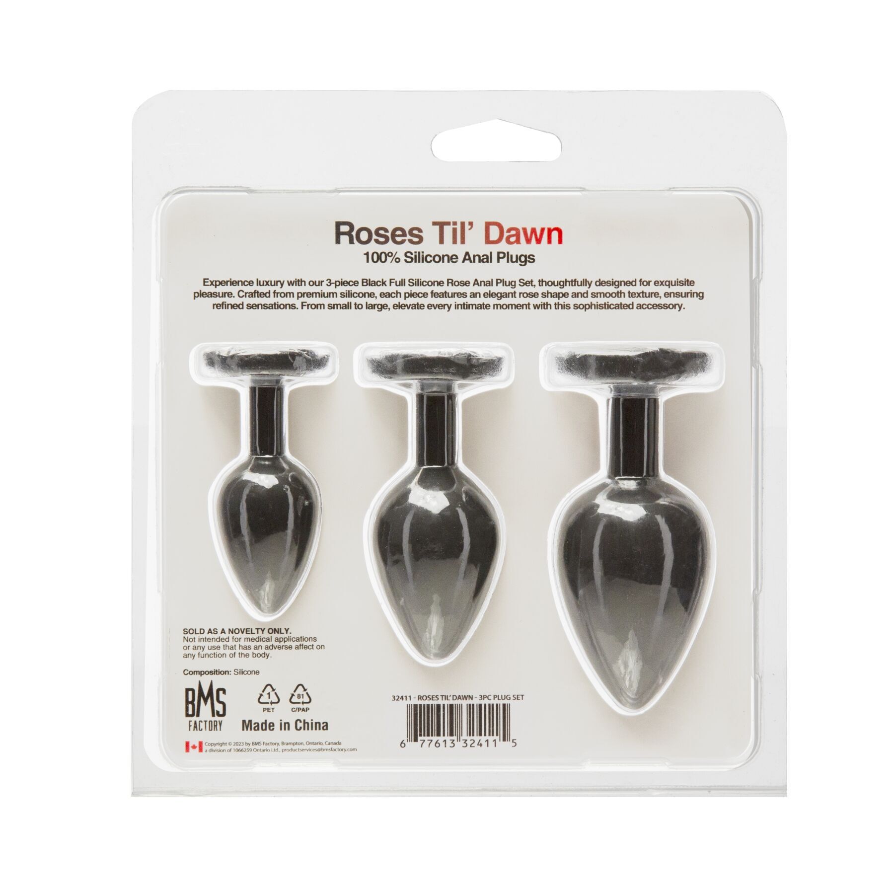 Набір силіконових анальних пробок BMS Roses Til’ Dawn Silicone Anal Plug Kit (пошкоджене паковання!!!)