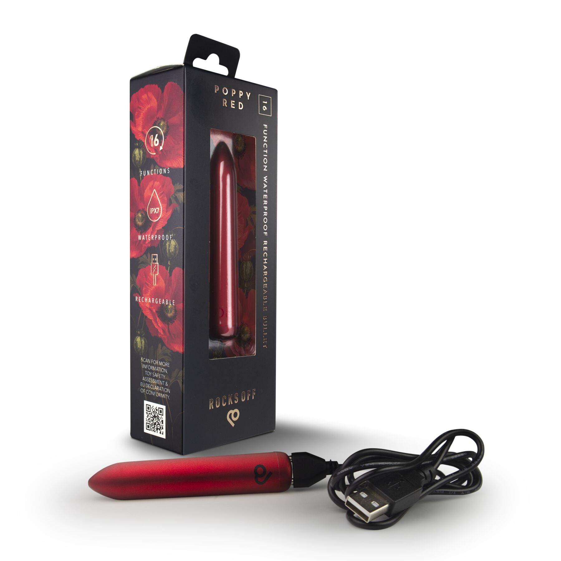Вибропуля Rocks Off Bullet Poppy Red 16 Settings