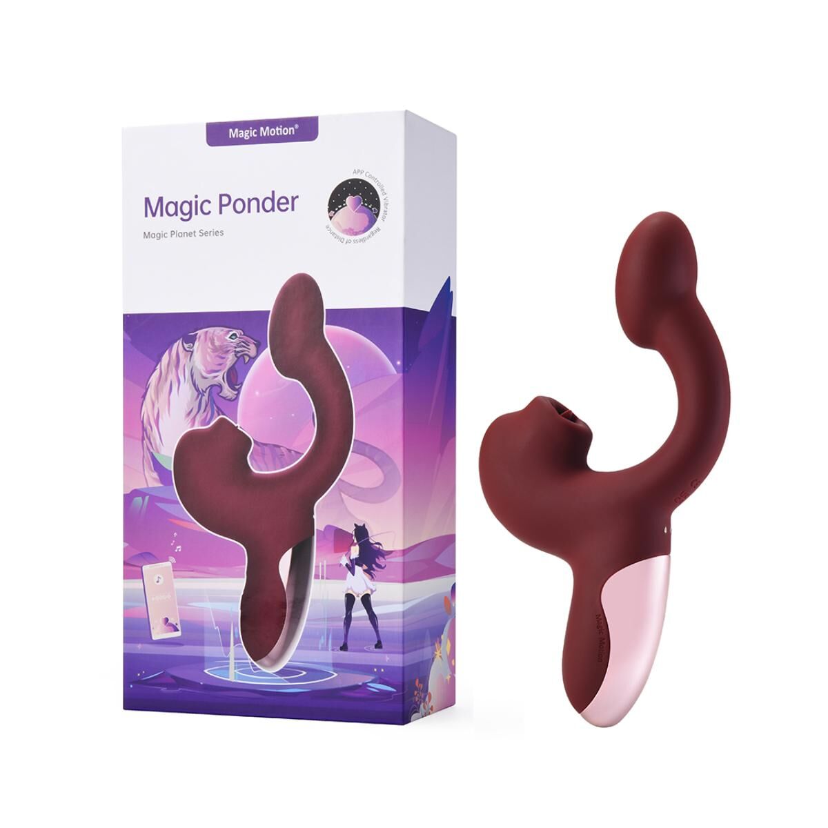 Смарт-вибратор Magic Motion Ponder Red, двойная стимуляция, виброяйцо+язычок для клитора