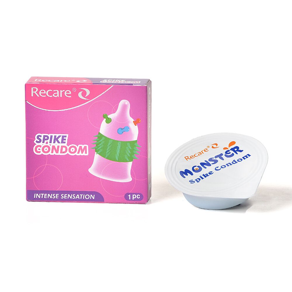 Насадка на член Recare Spike Condom Pink (презерватив з кульками та рядами шипів)