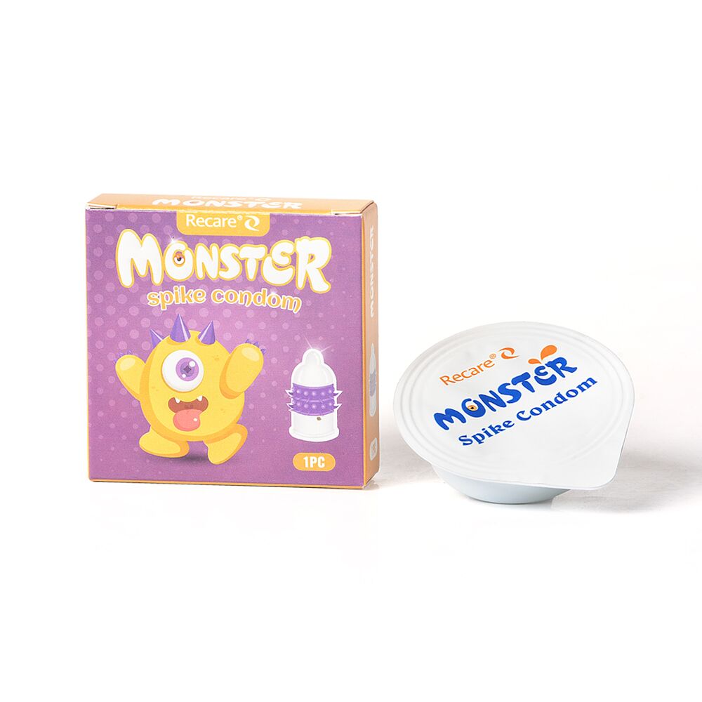 Насадка на член Recare Yellow Monster Spike Condom (презерватив з рядами пухирців та шипів)
