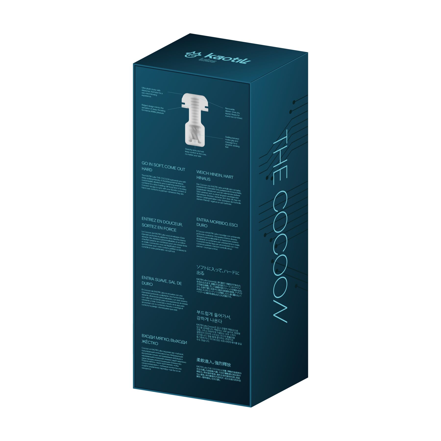 Смарт-мастурбатор Kaotik Labs The Cocoon, режим edging, пульсации, подогрев до 42 °C