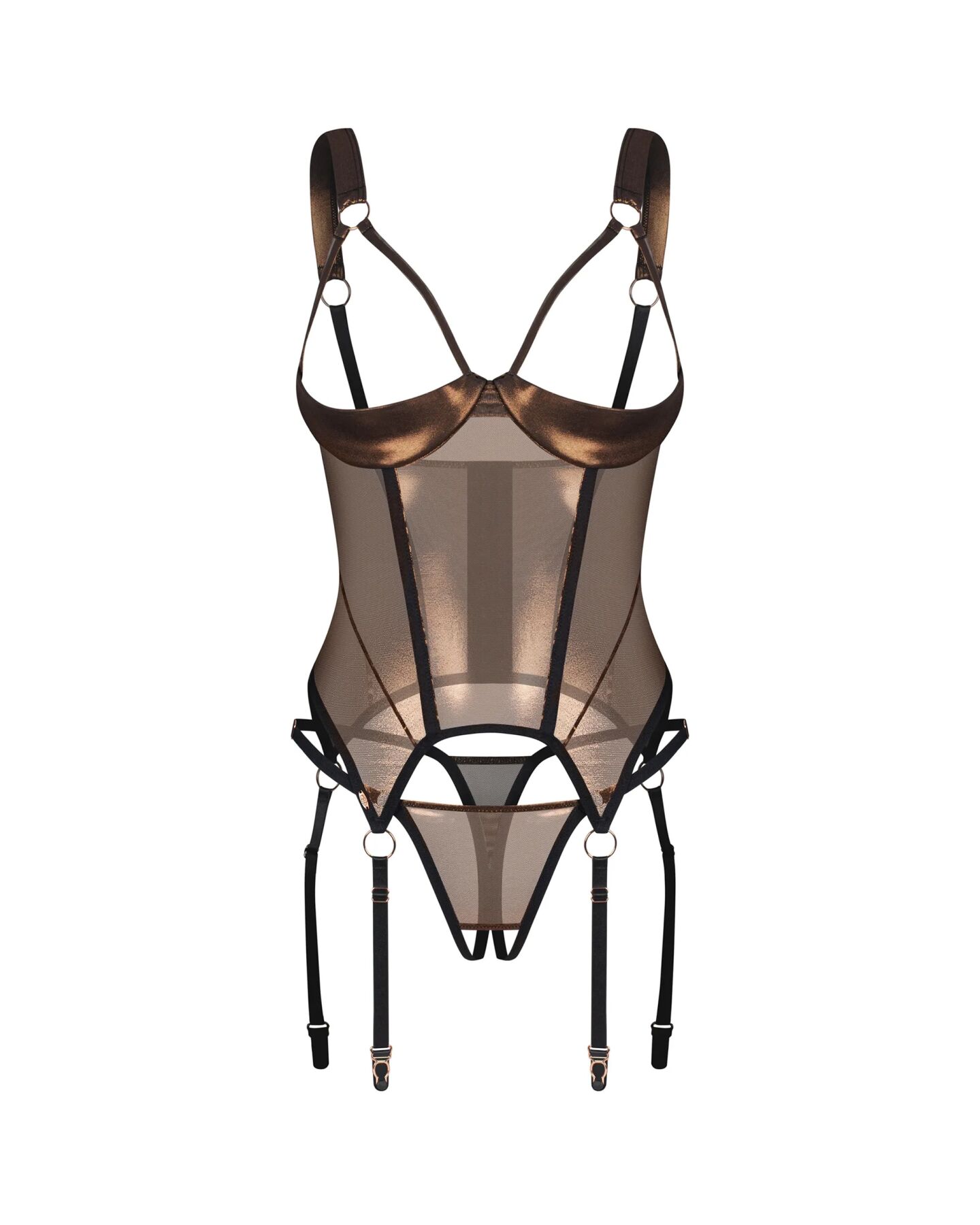 Корсет Obsessive Soranna cupless corset & crotchless thong 2XL/3XL