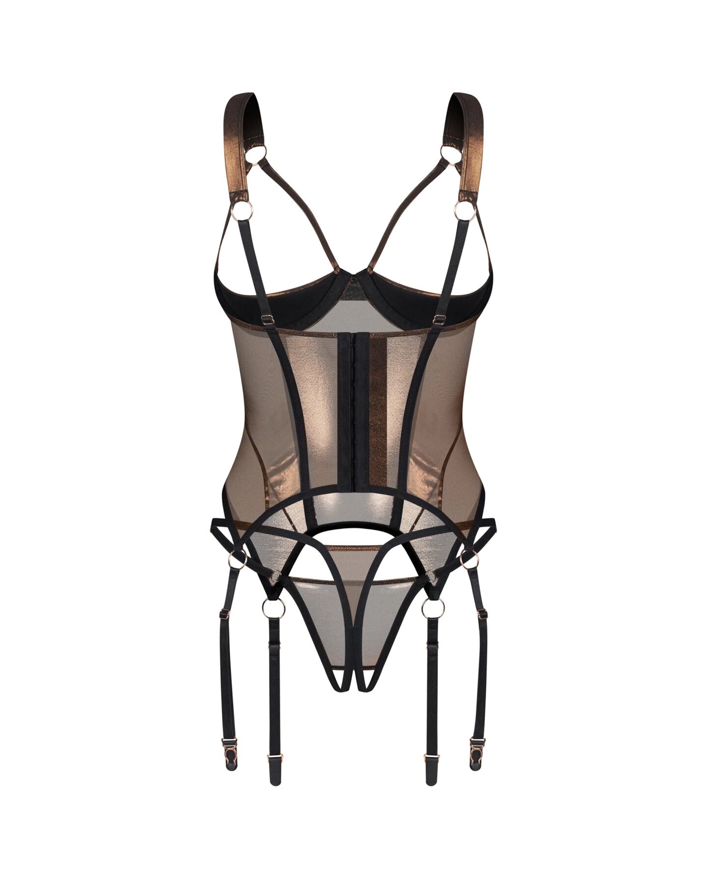 Корсет Obsessive Soranna cupless corset & crotchless thong 2XL/3XL