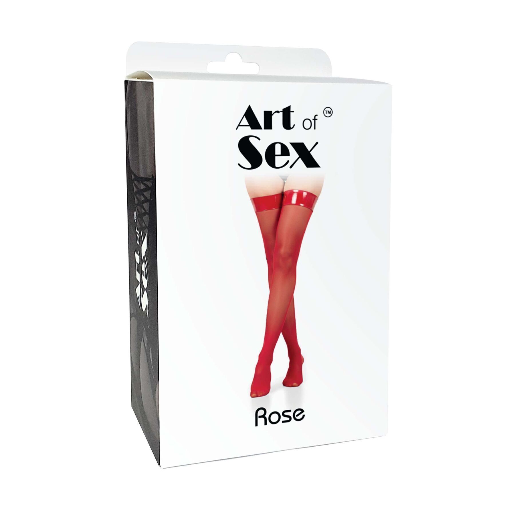 Чулки в мелкую сетку с лакированной коронкой Art of Sex - Rose, цвет черный, L