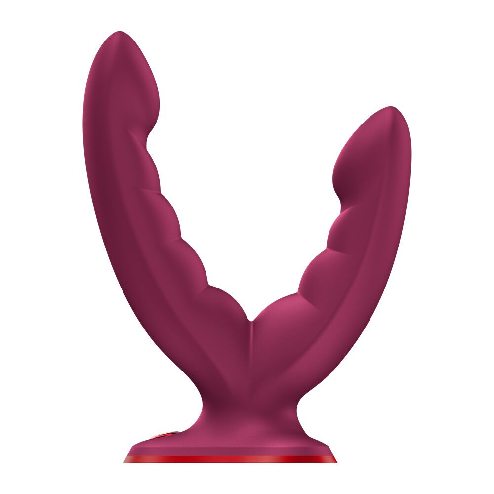 Двойной фаллоимитатор Fun Factory RYDE Wine Red, гибкие стволы, присоска