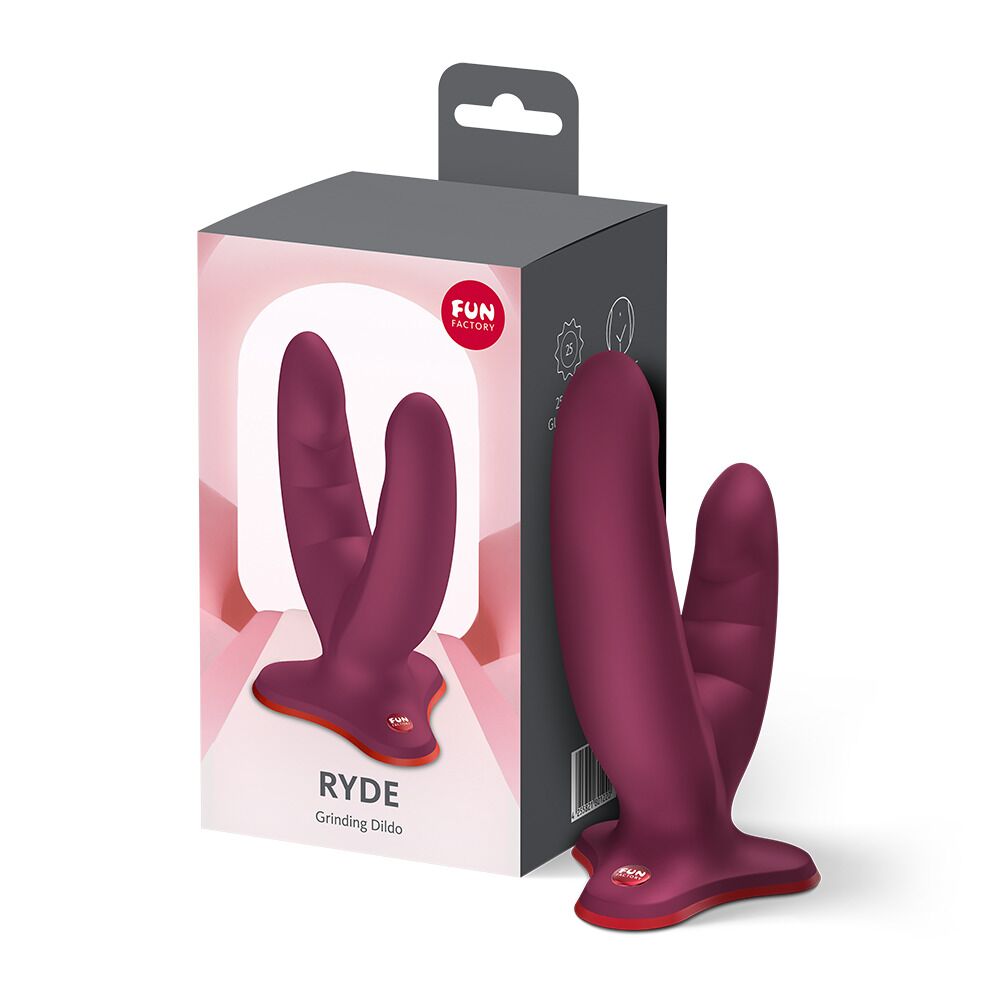Двойной фаллоимитатор Fun Factory RYDE Wine Red, гибкие стволы, присоска