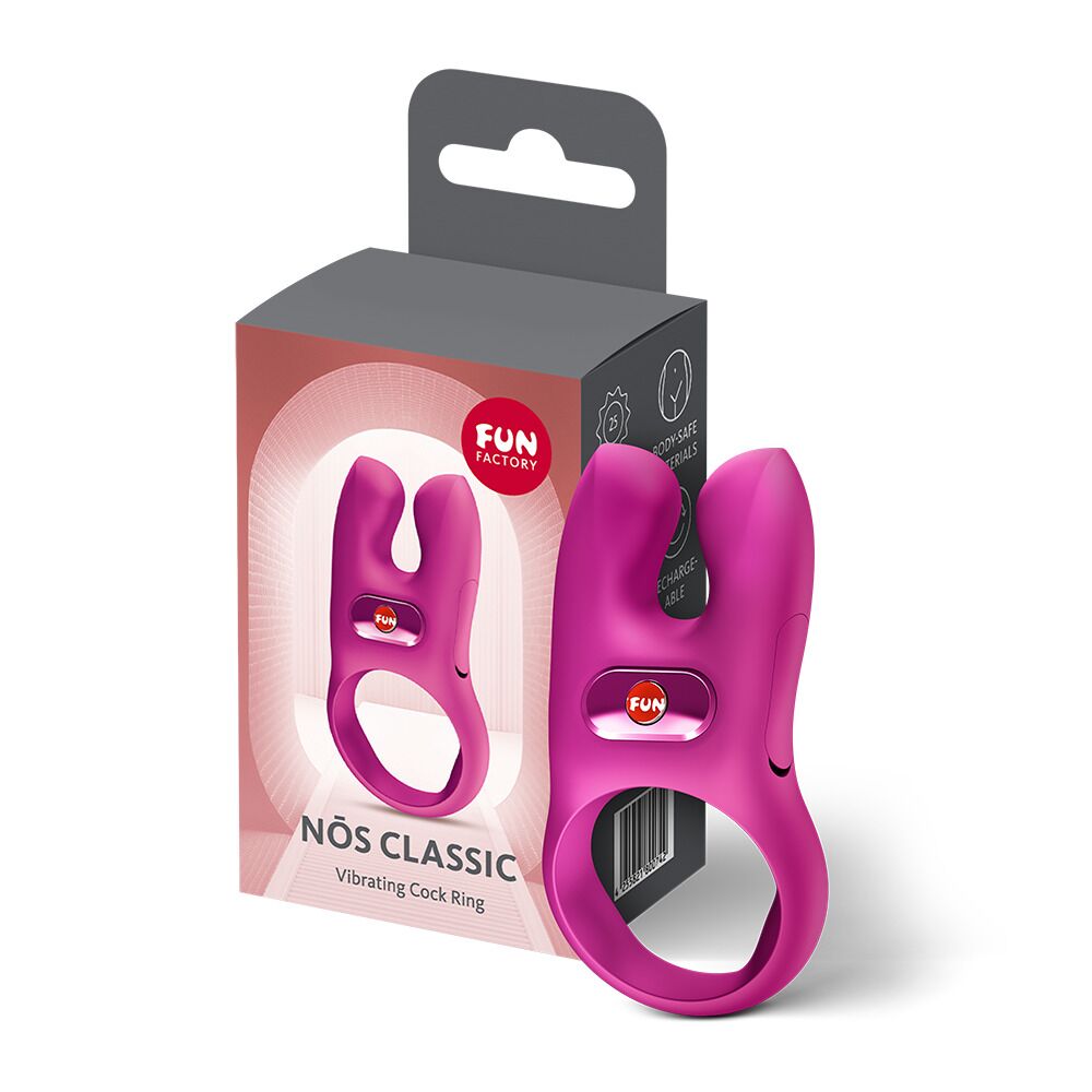 Эрекционное виброкольцо с двойной стимуляцией клитора Fun Factory NŌS CLASSIC Magenta, 2 мотора