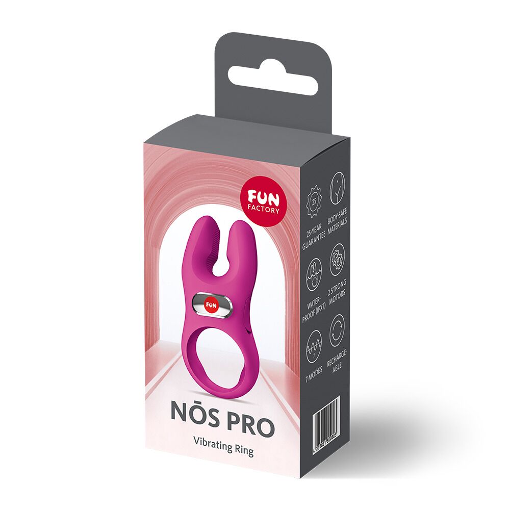 Эрекционное виброкольцо с двойной стимуляцией клитора Fun Factory NŌS PRO Magenta, 2 мотора