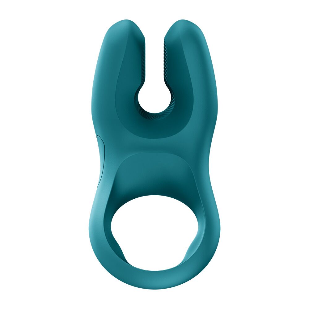 Эрекционное виброкольцо с двойной стимуляцией клитора Fun Factory NŌS PRO Bottle Green, 2 мотора
