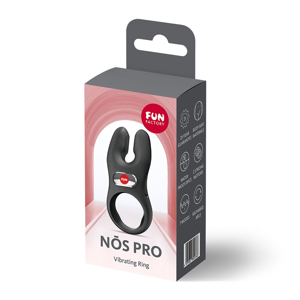 Эрекционное виброкольцо с двойной стимуляцией клитора Fun Factory NŌS PRO Black, 2 мотора