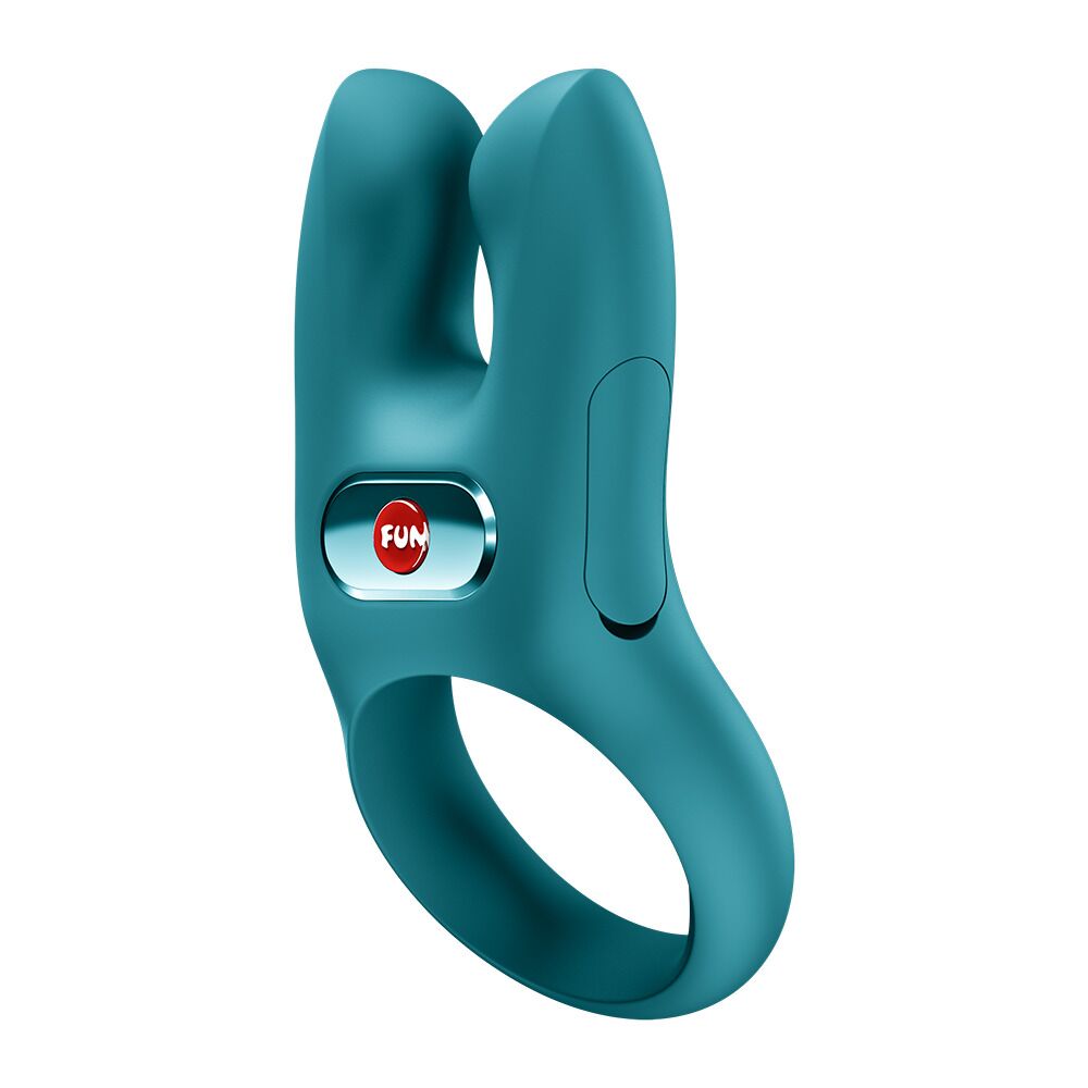 Эрекционное виброкольцо с двойной стимуляцией клитора Fun Factory NŌS CLASSIC Bottle Green, 2 мотора