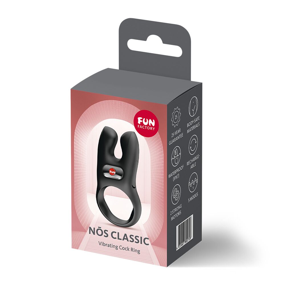 Эрекционное виброкольцо с двойной стимуляцией клитора Fun Factory NŌS CLASSIC Black, 2 мотора
