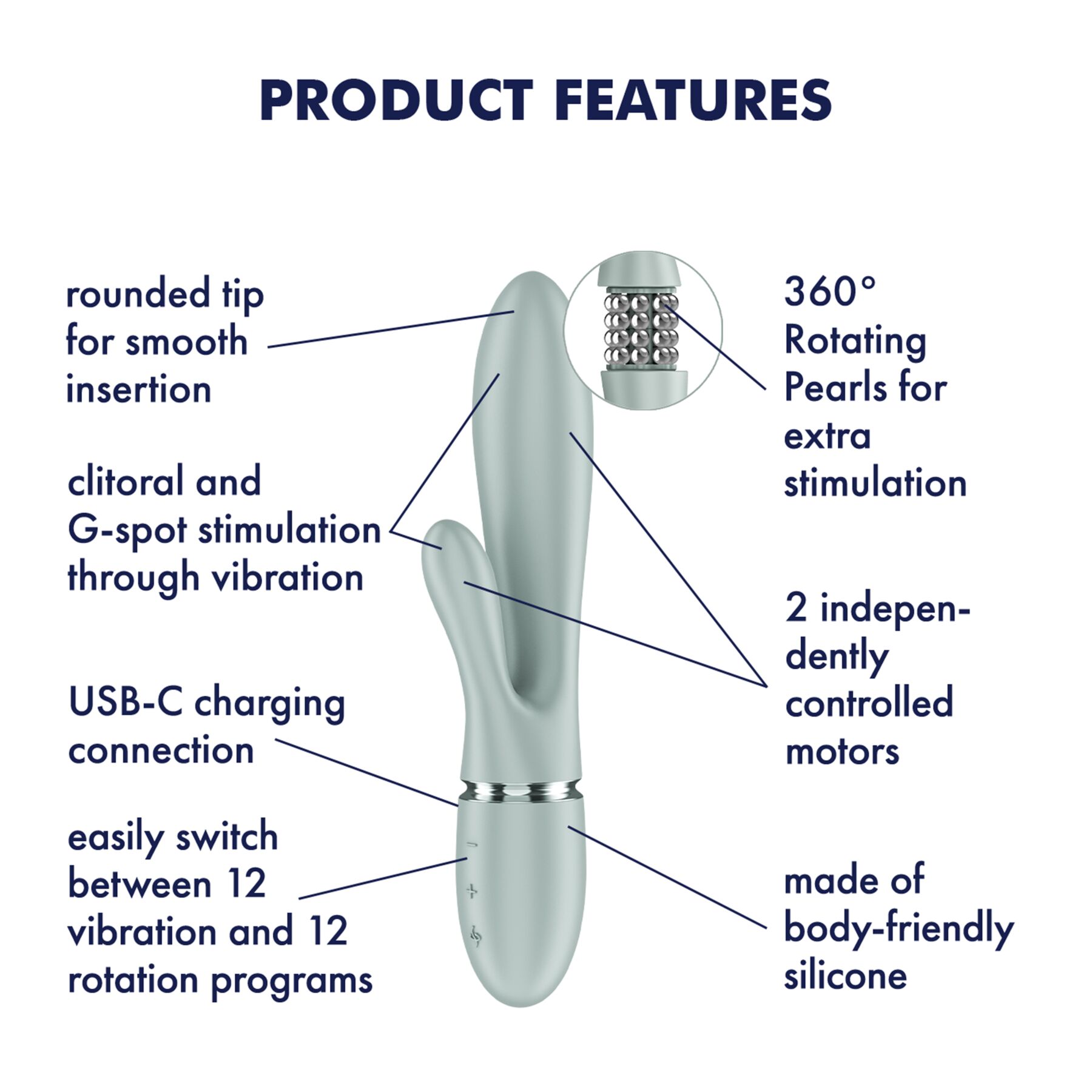 Вібратор-кролик Satisfyer Pearl Bunny 2 Greygreen