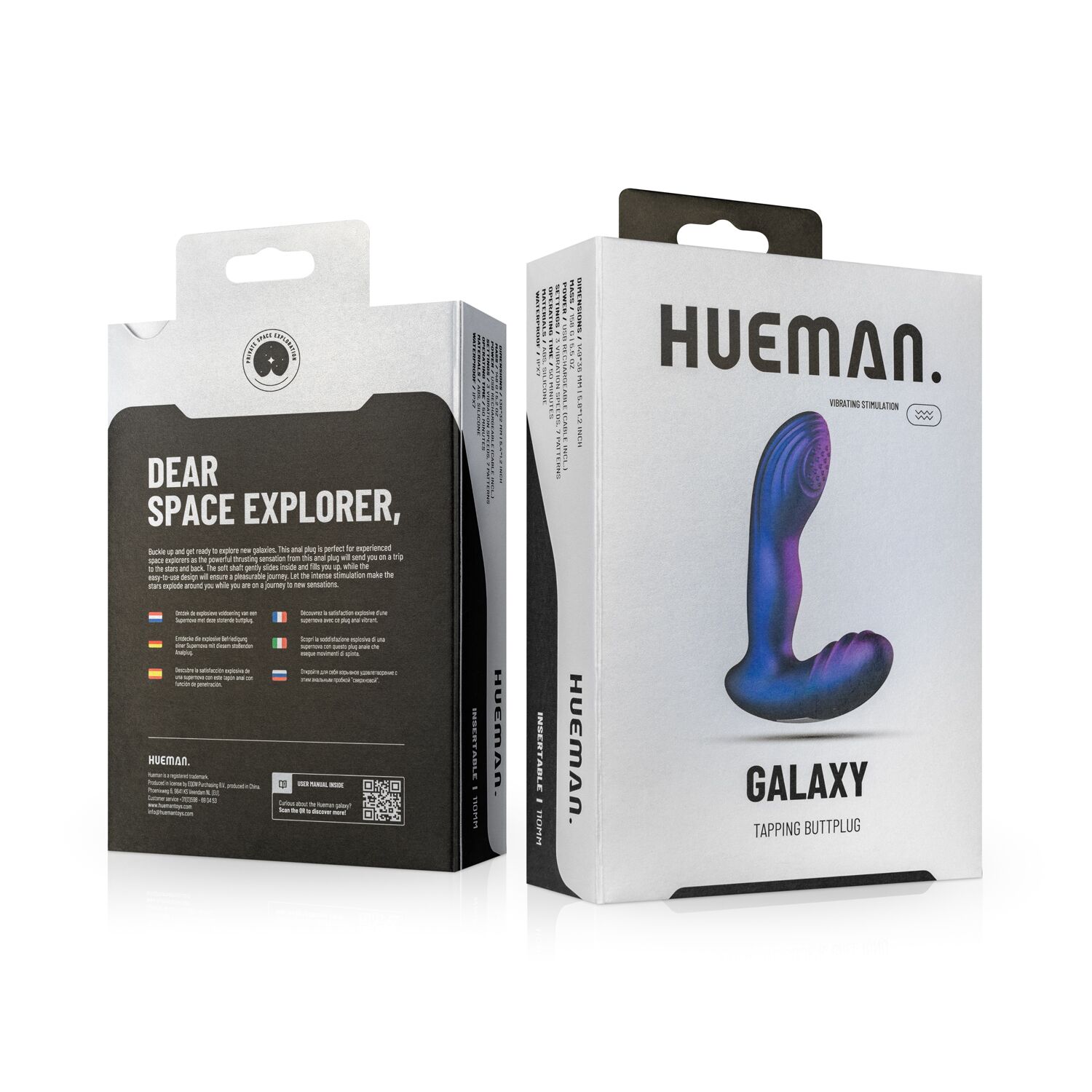 Анальна вібропробка з пульсацією Hueman - Galaxy Tapping Buttplug