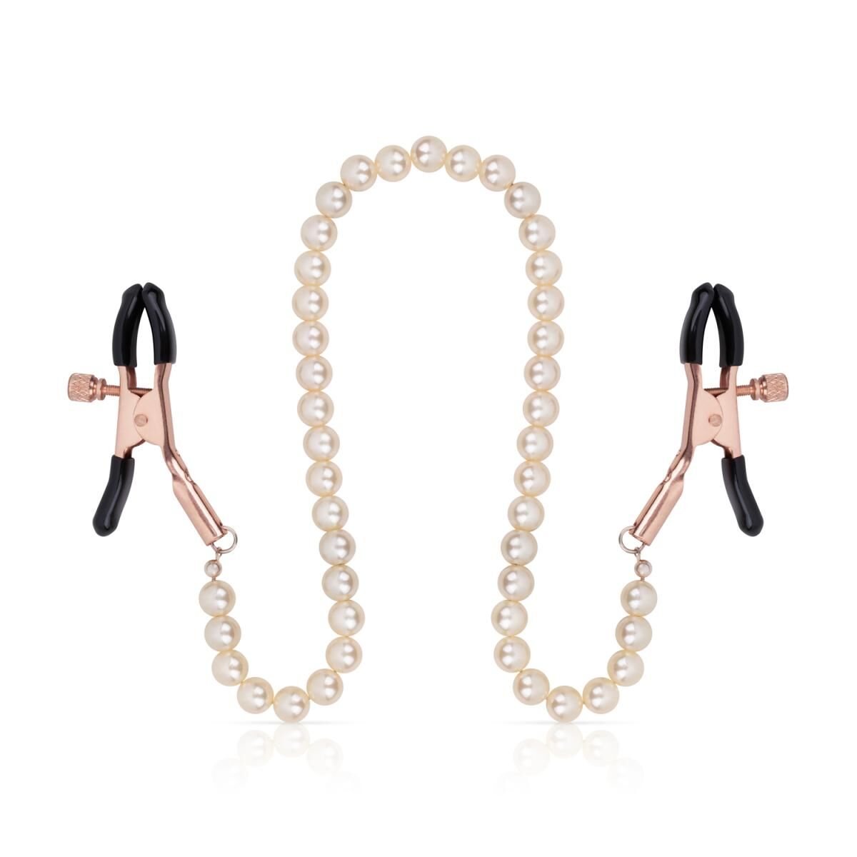 Затискачі для сосків з перлинним ланцюжком Rosy Gold - Nipple Clamps Pearls