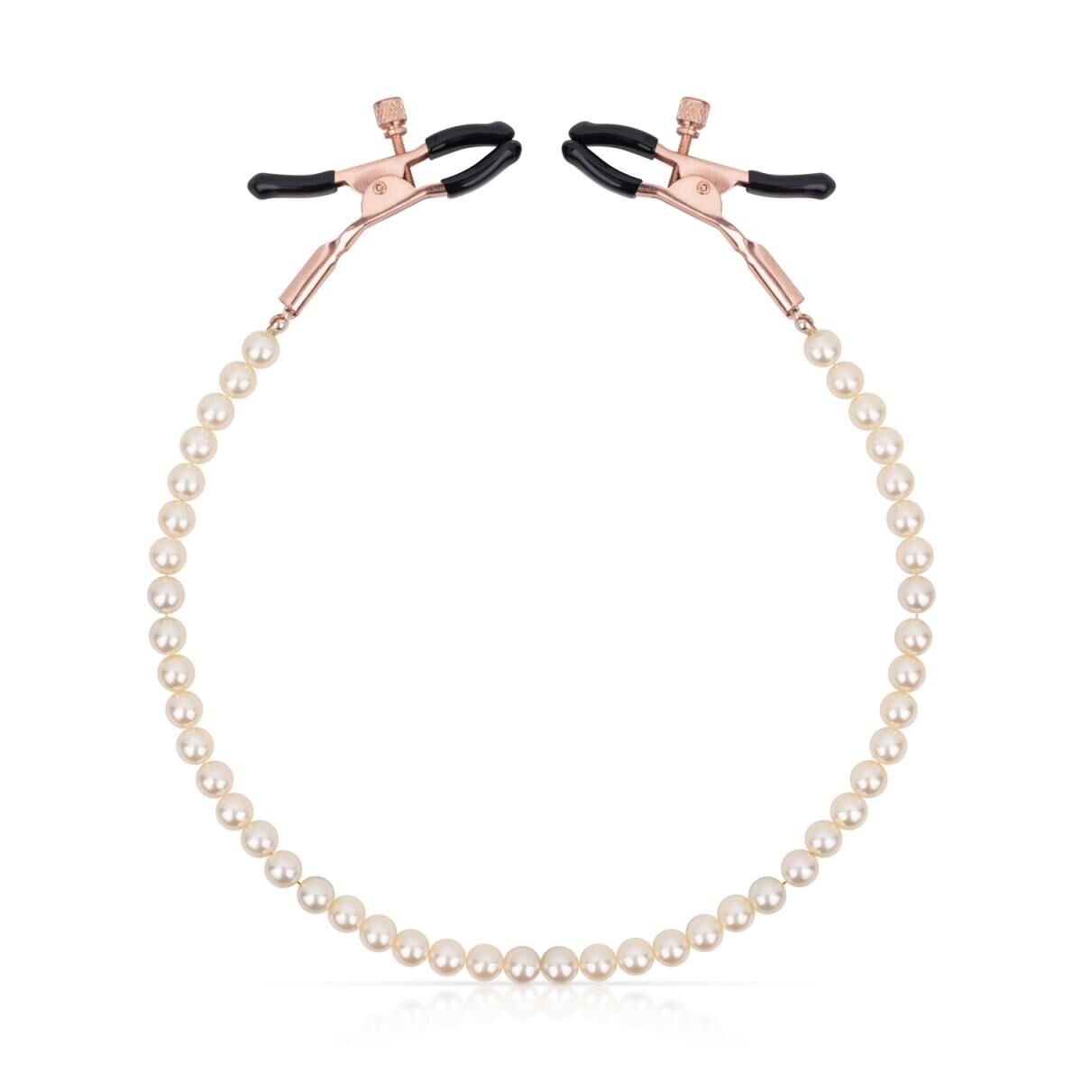 Затискачі для сосків з перлинним ланцюжком Rosy Gold - Nipple Clamps Pearls