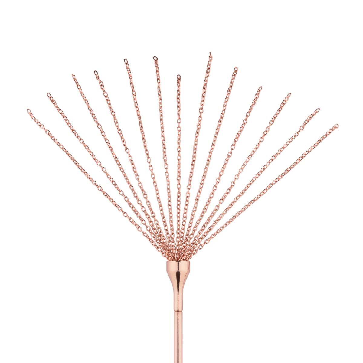 Щекоталка с металлическим флоггером Rosy Gold - Feather Tickler & Whip