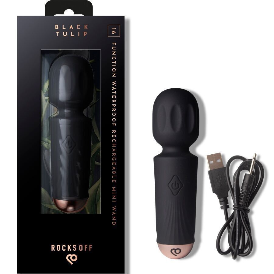 Вибромассажер Rocks Off Mini Wand Black Tulip, 16 режимов