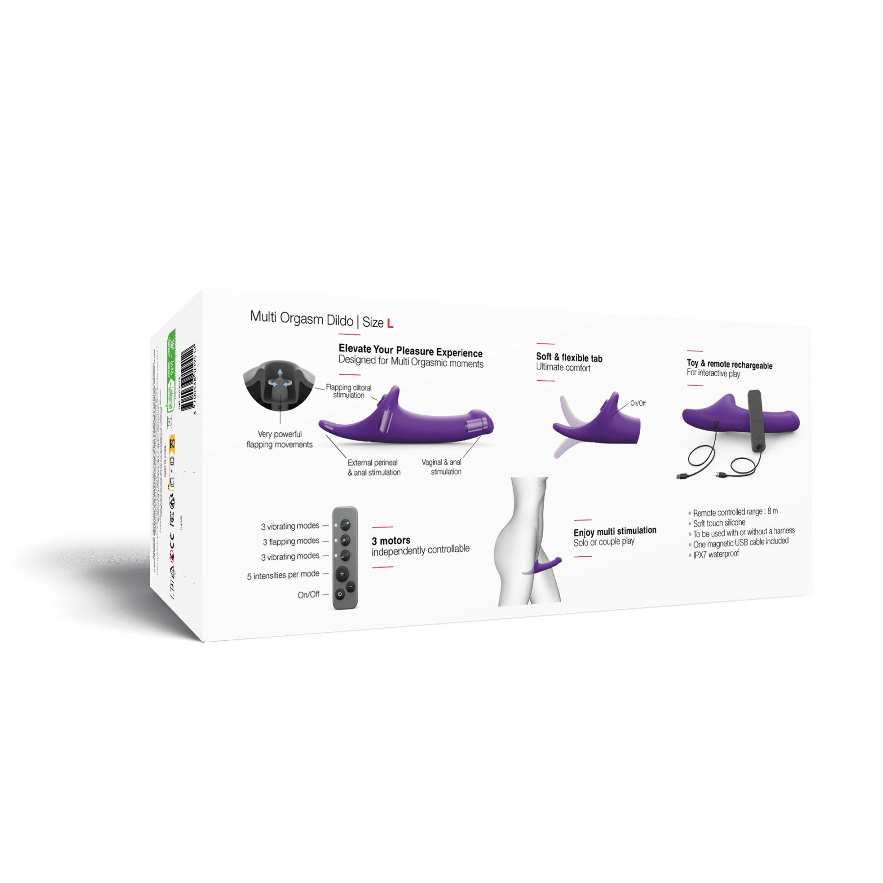 Вибронасадка для страпона с вакуумной стимуляцией Strap-On-Me Multi Orgasm Dildo L Purple
