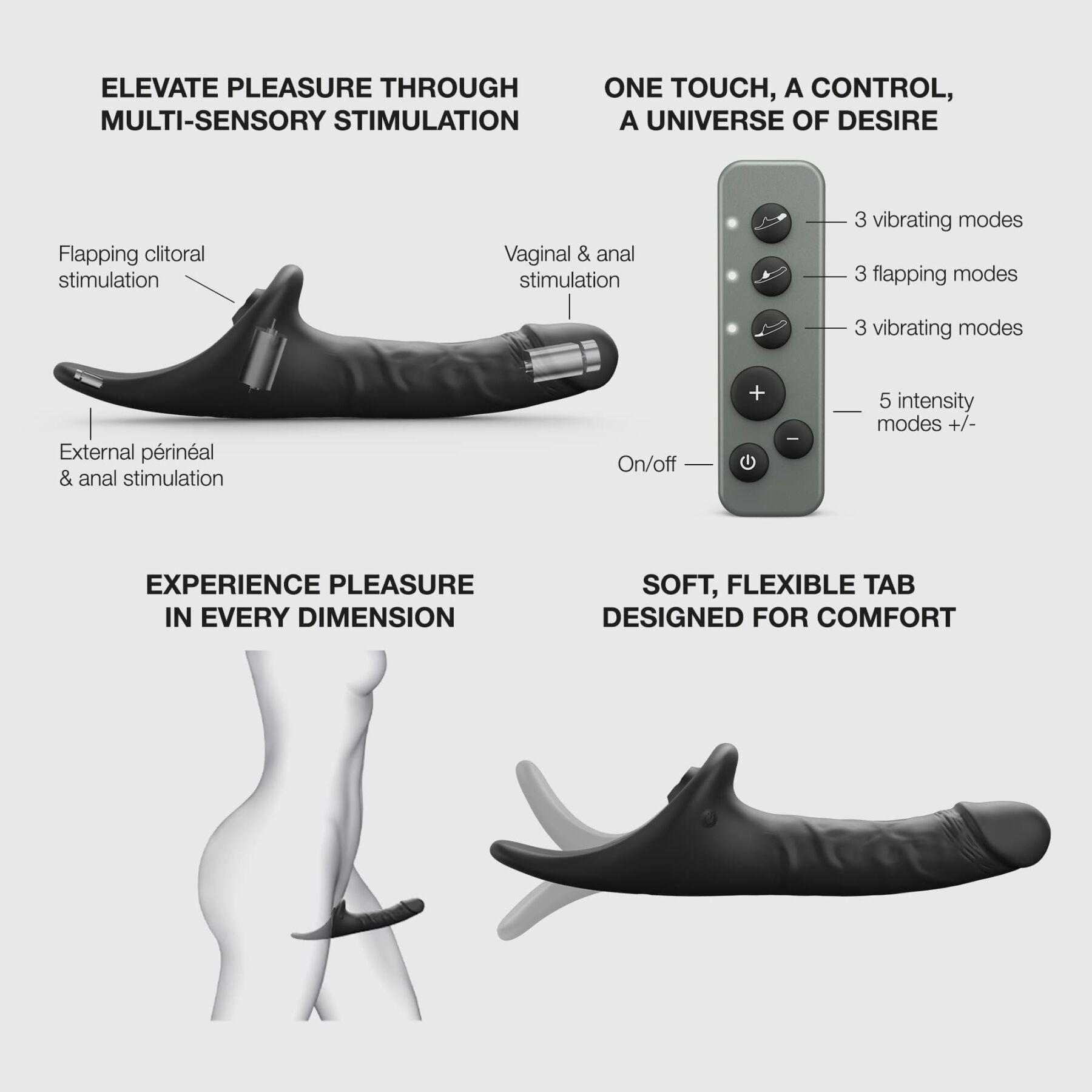 Вибронасадка для страпона с вакуумной стимуляцией Strap-On-Me Multi Orgasm Realistic Dildo XL Black