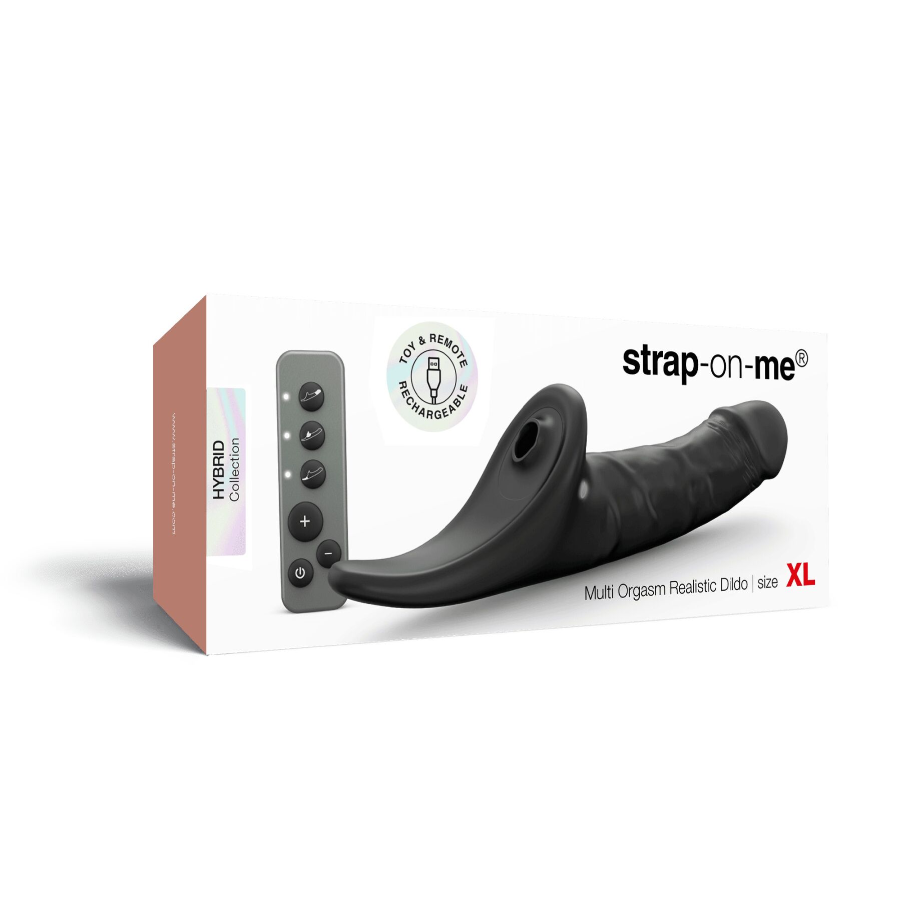 Вибронасадка для страпона с вакуумной стимуляцией Strap-On-Me Multi Orgasm Realistic Dildo XL Black