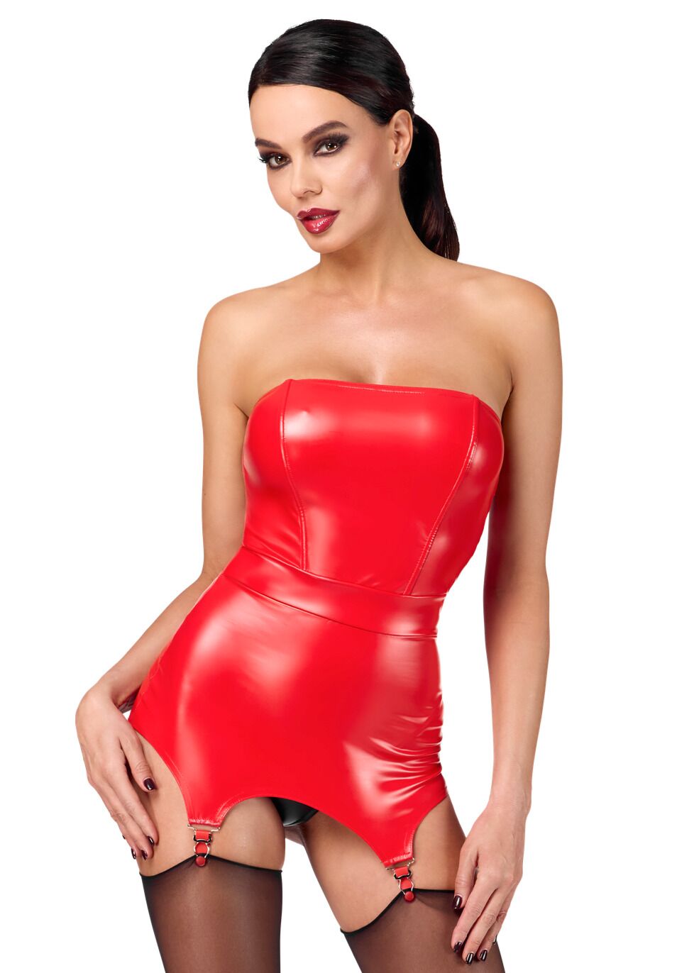 Корсет с подвязками для чулок Noir Handmade F368 Bombshell Fierce Corset-belt Red M