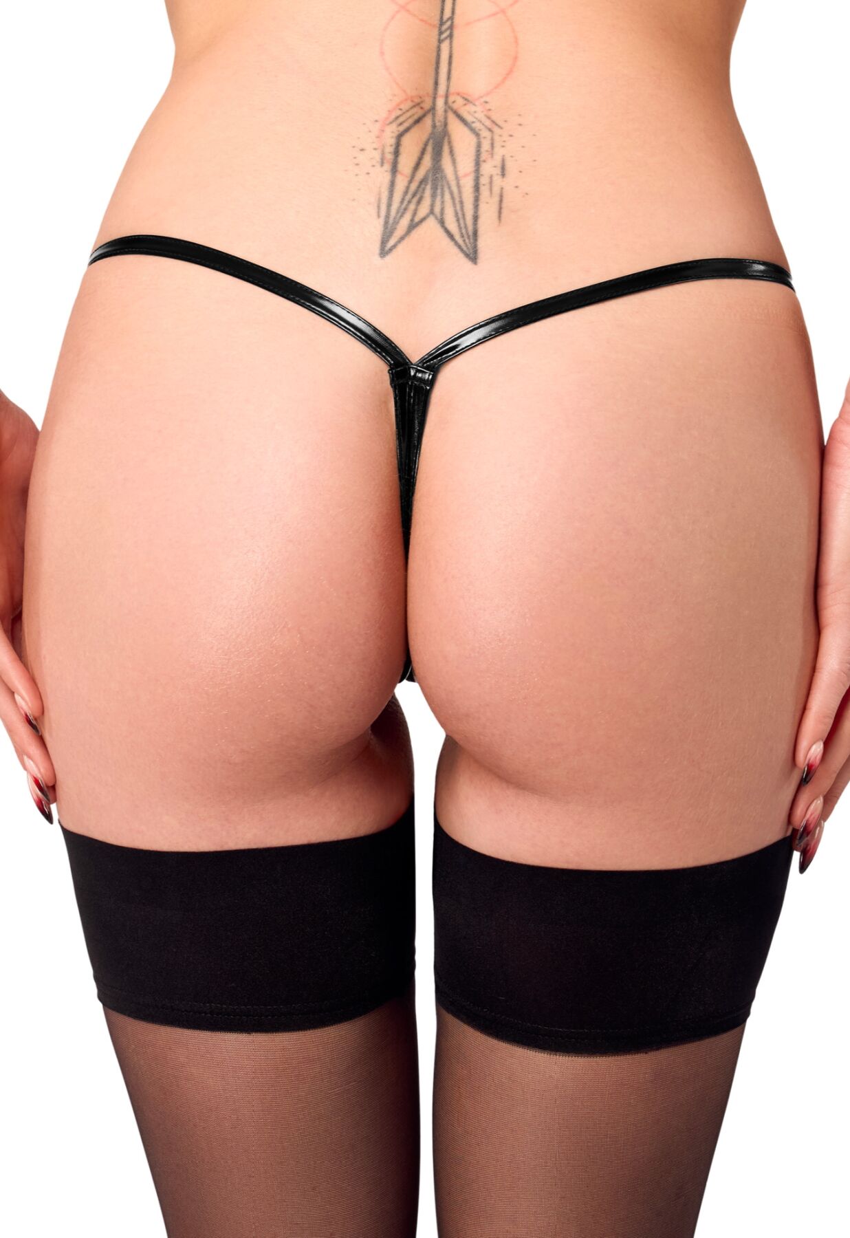 Трусики Noir Handmade P014 Dominae PVC panty with silver clasp XL