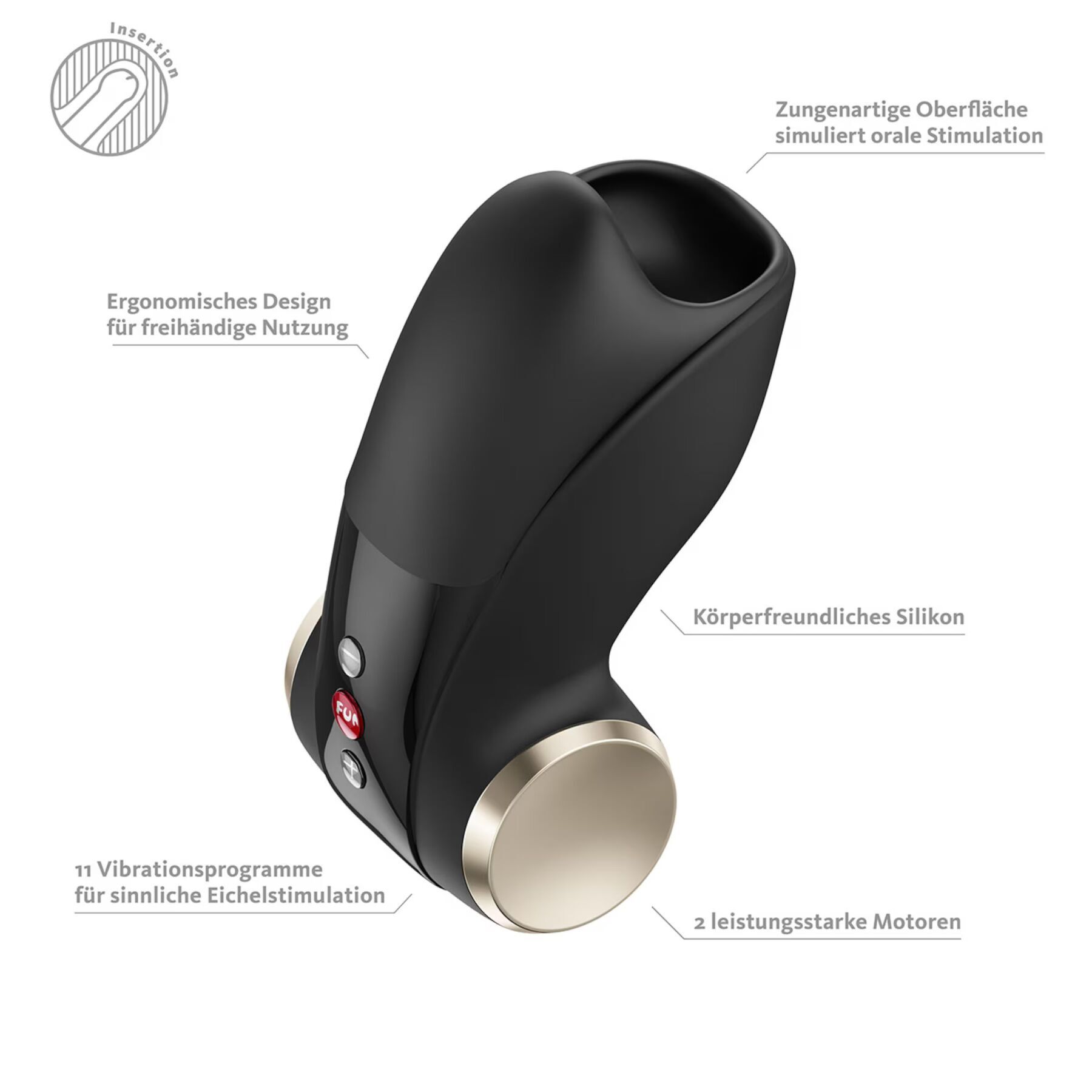 Мастурбатор для головки пеніса Fun Factory COBRA LIBRE II Black (м'яте паковання!!!)