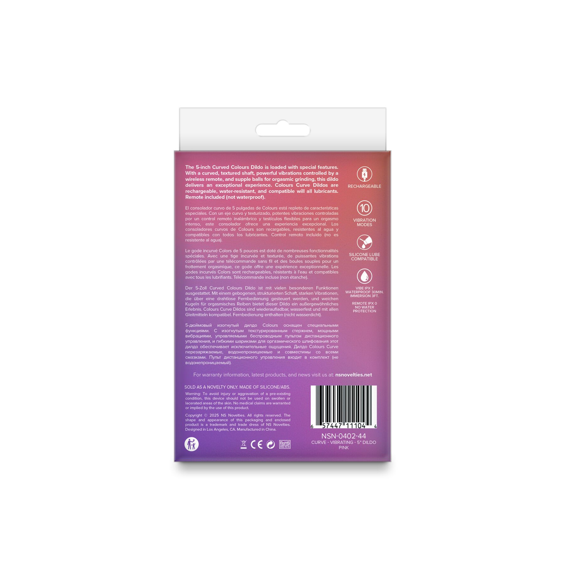 Ділдо з вібрацією NS Novelties Colours - Curve - Vibrating - 5