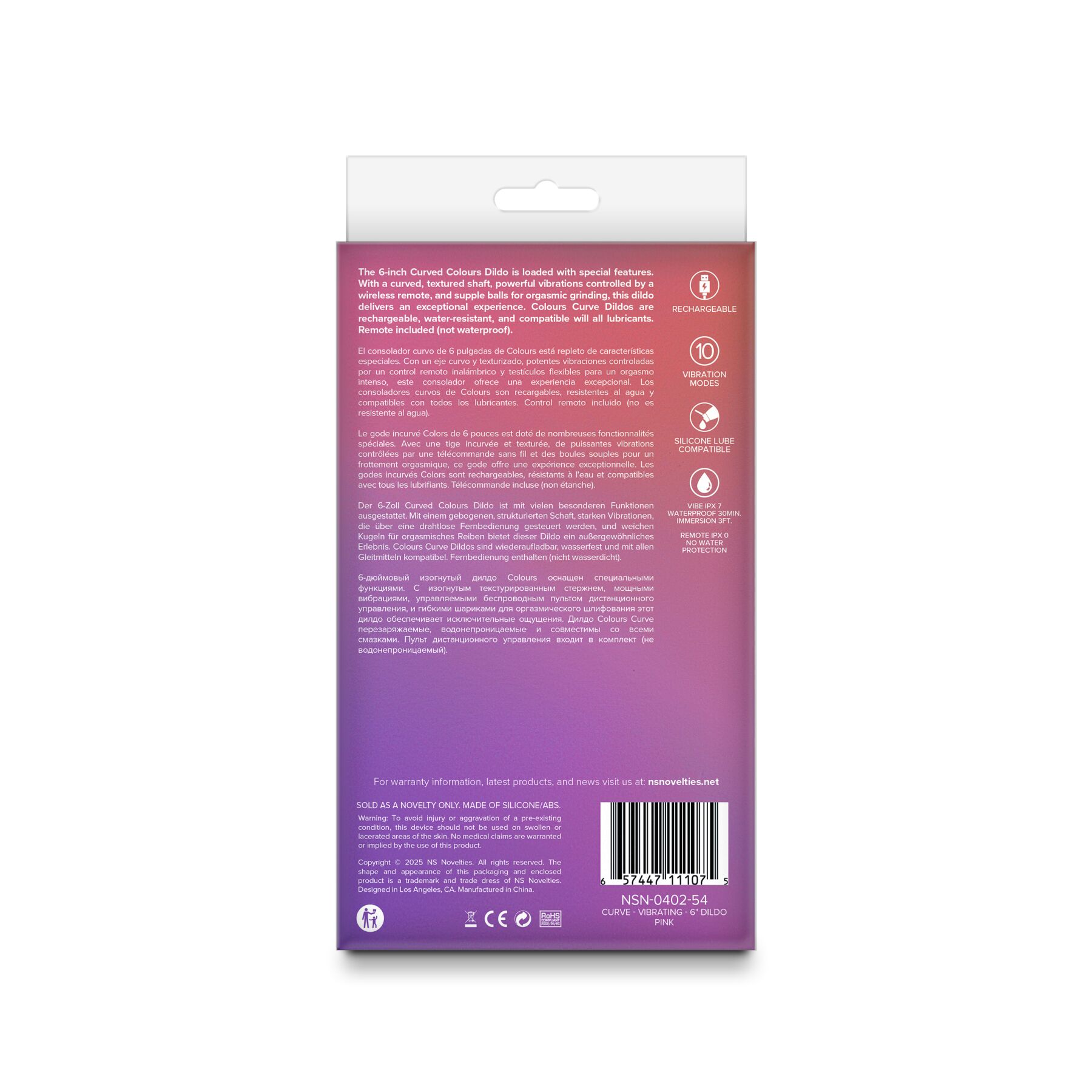 Ділдо з вібрацією NS Novelties Colours - Curve - Vibrating - 6