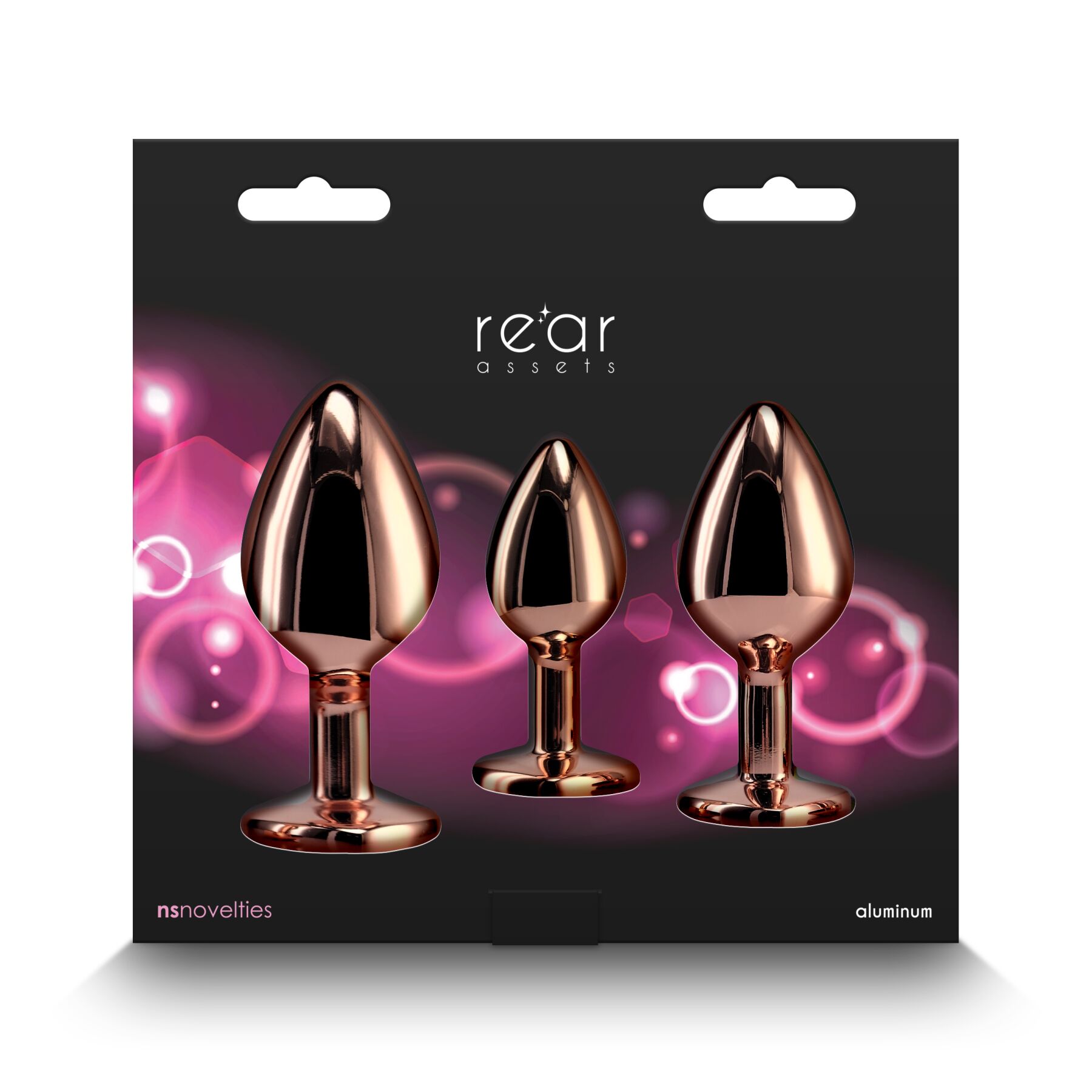 Набір анальних пробок NS Novelties Rear Assets - Trainer Kit - Rose Gold - Pink Gem