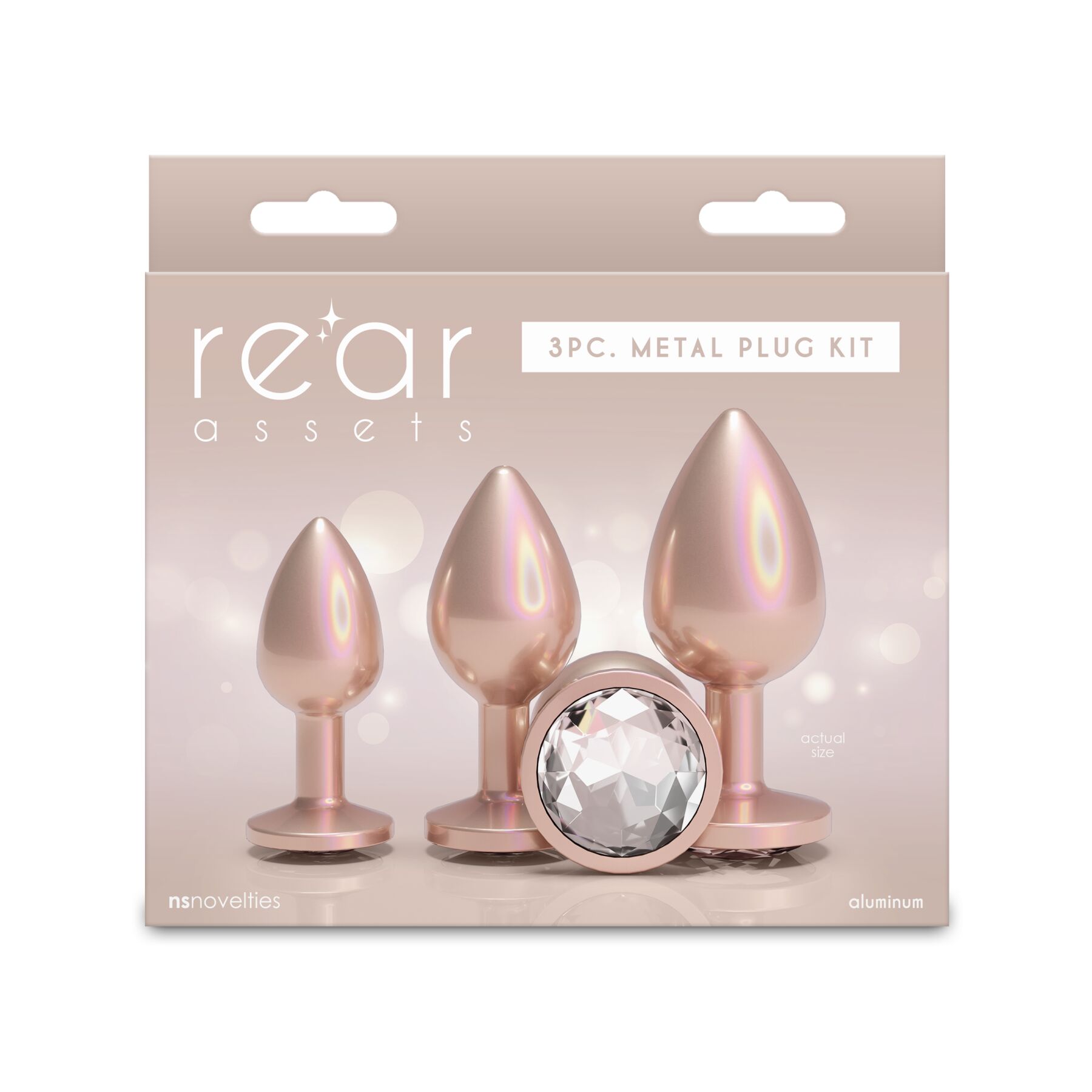 Набір анальних пробок NS Novelties Rear Assets - Trainer Kit - Iridescent Champagne - Clear Gem