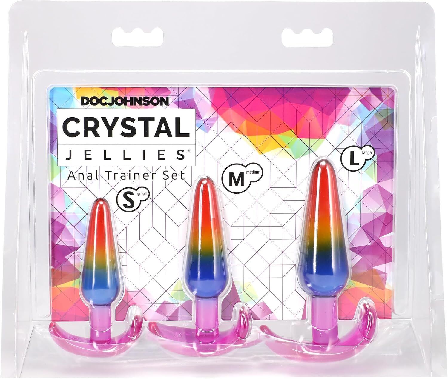 Набір анальних пробок Doc Johnson Crystal Jellies - Anal Trainer Set - Rainbow (м'яте паковання!!!)