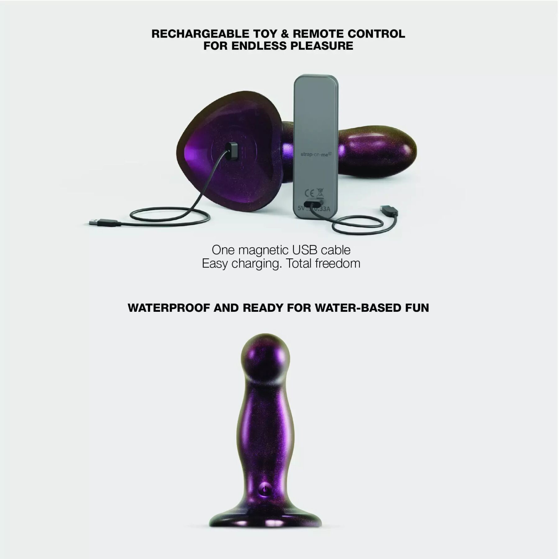 Вібратор Strap-On-Me Fingering & Vibrating Dildo M фіолетовий