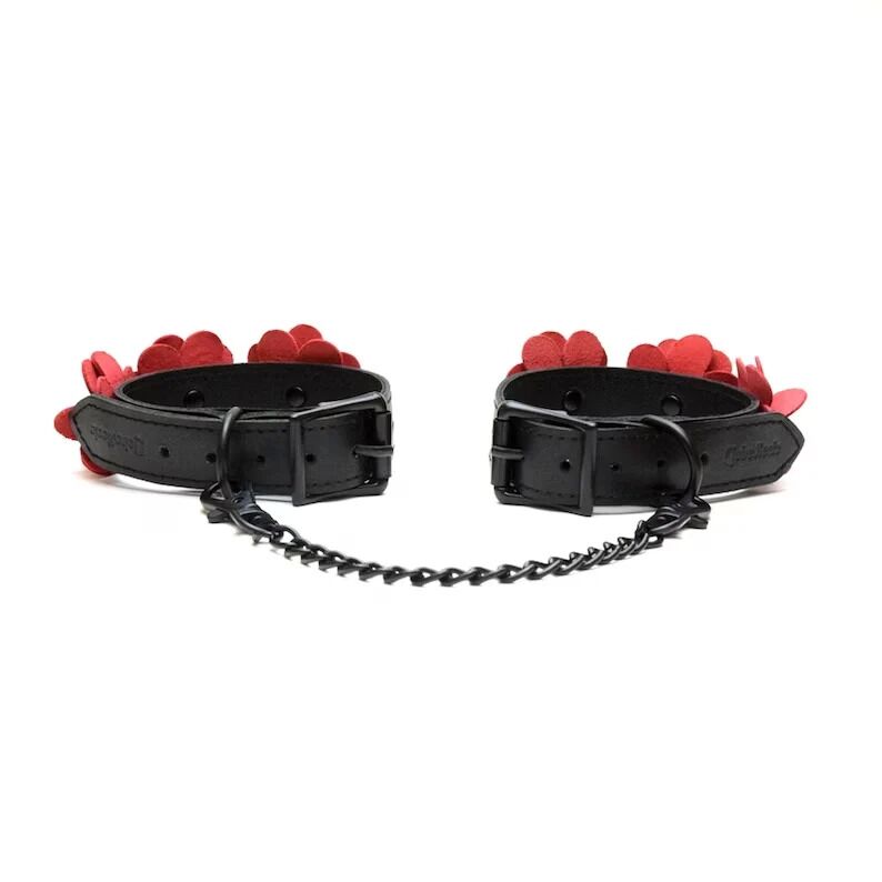 Поножі Liebe Seele Flower Rhythm - Black and Red Leather Flowers Hand Cuffs