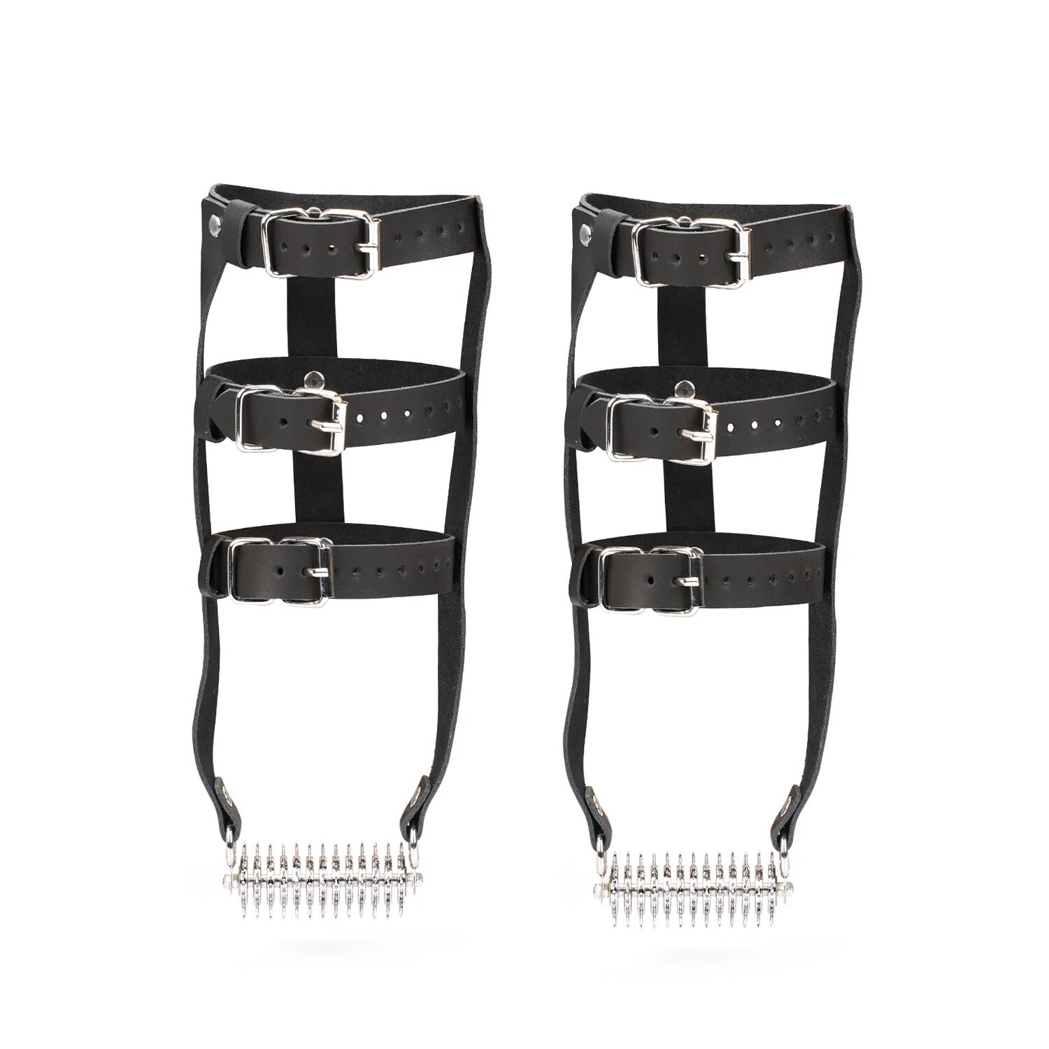 Шкіряна портупея для гомілкостопу зі шпорами Liebe Seele Leather High Heel Ankle Harness Silver