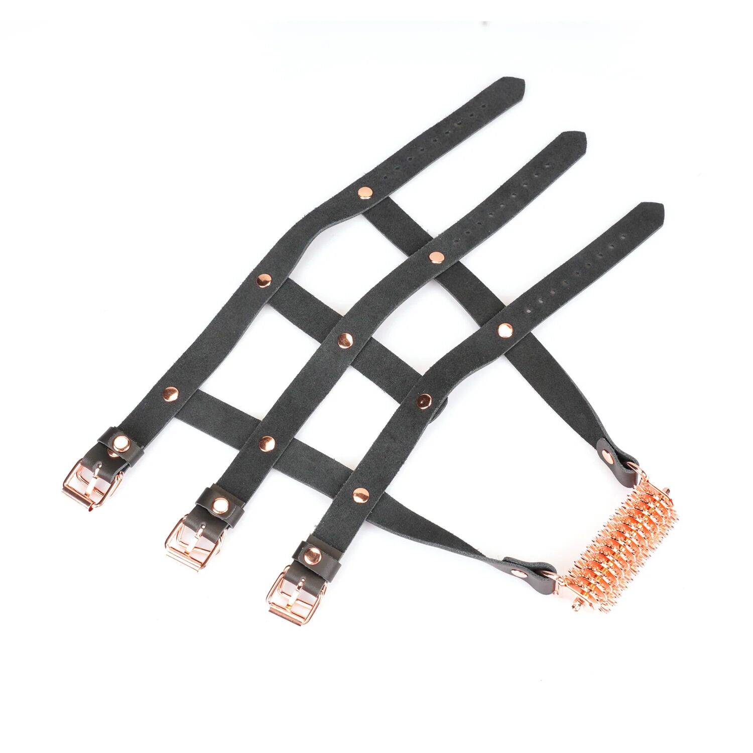Шкіряна портупея для гомілкостопу зі шпорамиLiebe Seele Leather High Heel Ankle Harness Rose Gold