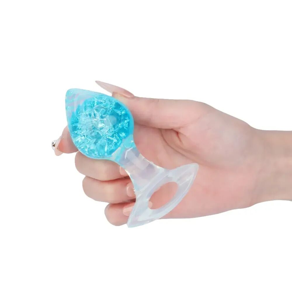 Анальная пробка Liebe Seele Heart-shaped Crystal Anal Plug - Blue Small