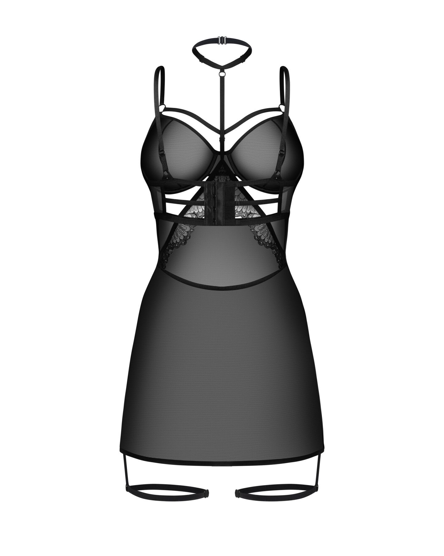 Бебі-дол Obsessive Arrowel Black chemise 2XL/3XL, з декоративним чокером та гартерами