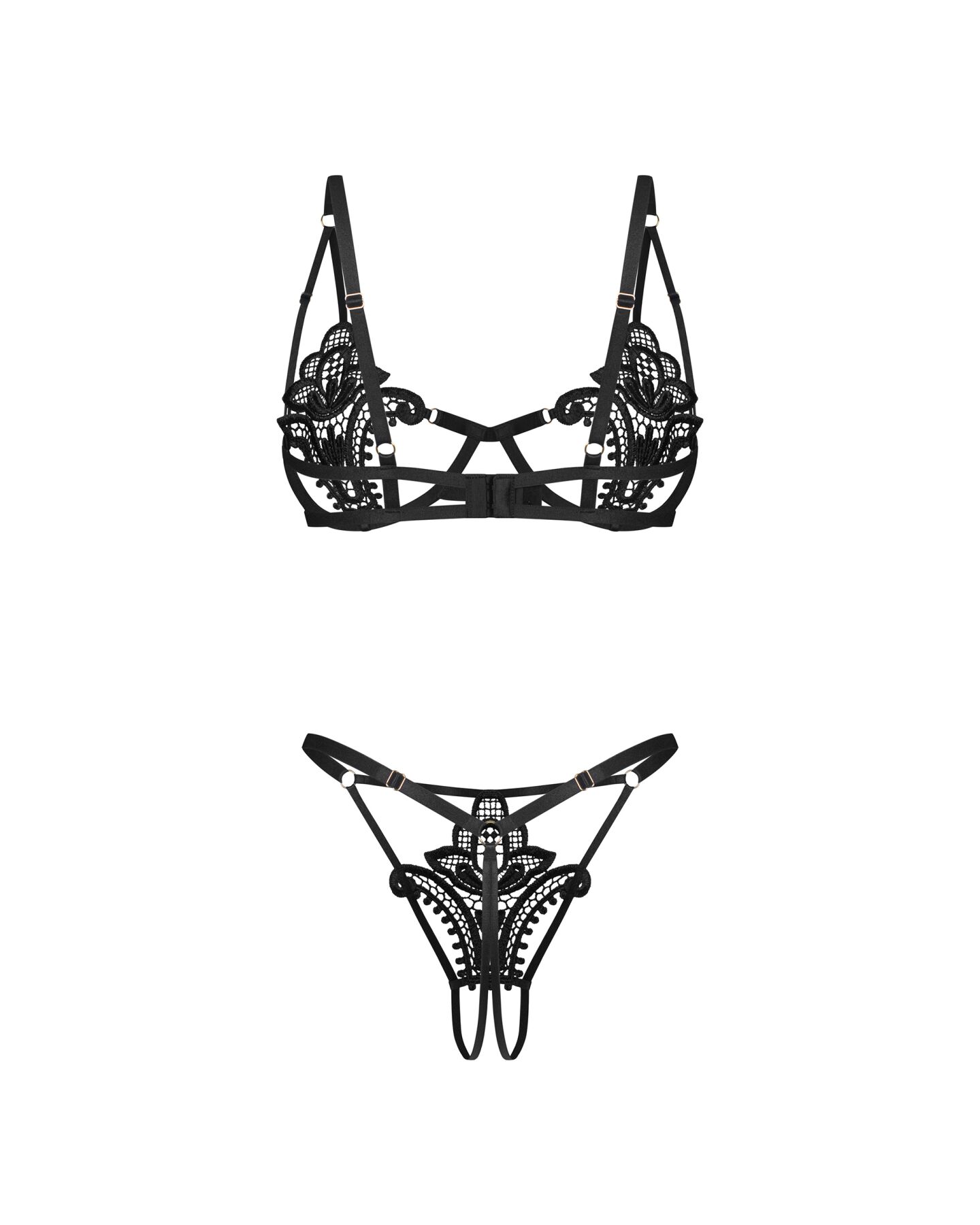 Комплект Obsessive Luise Sublim Black 2-pcs crotchless set L/XL