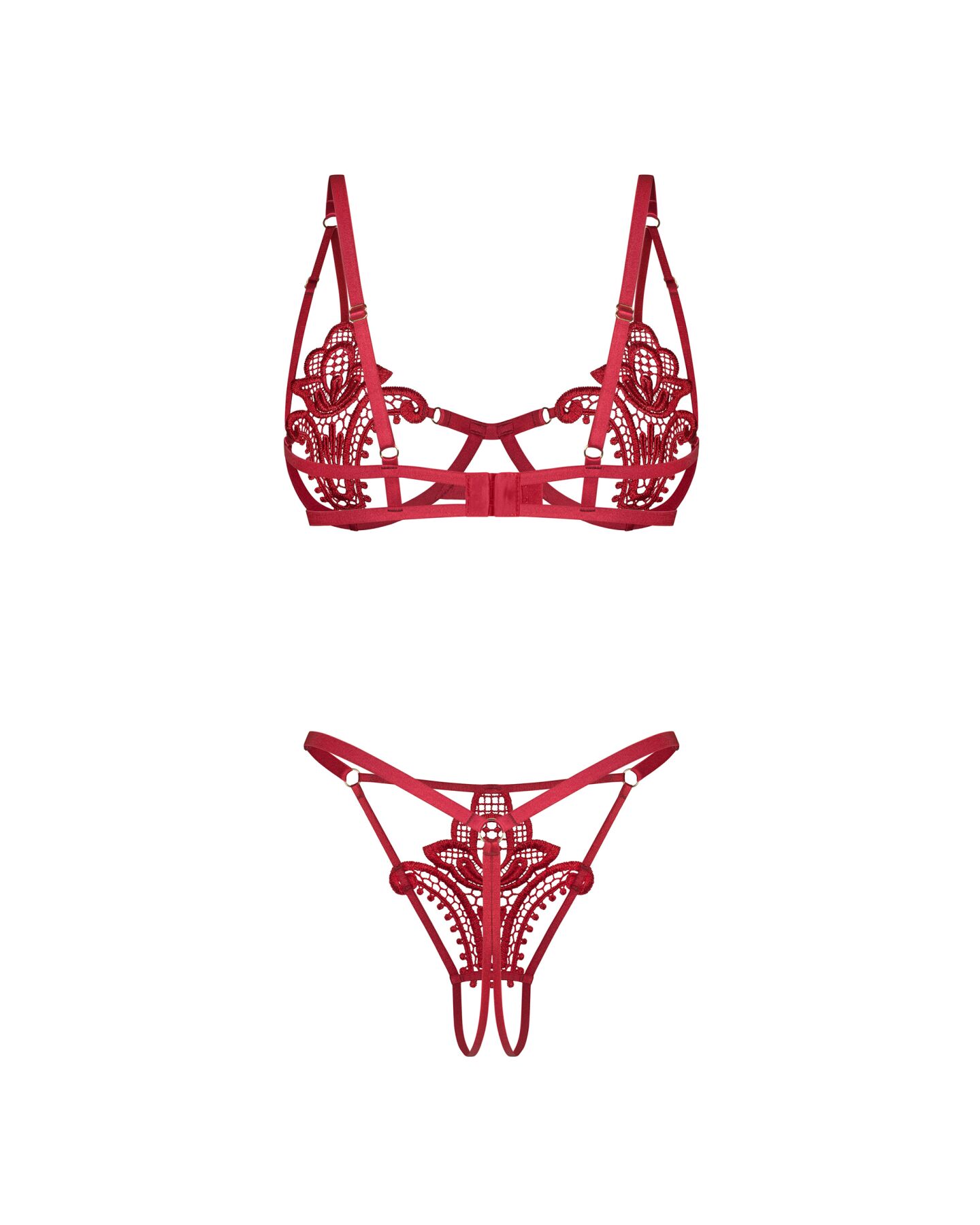 Комплект Obsessive Luise Sublim Red 2-pcs crotchless set L/XL
