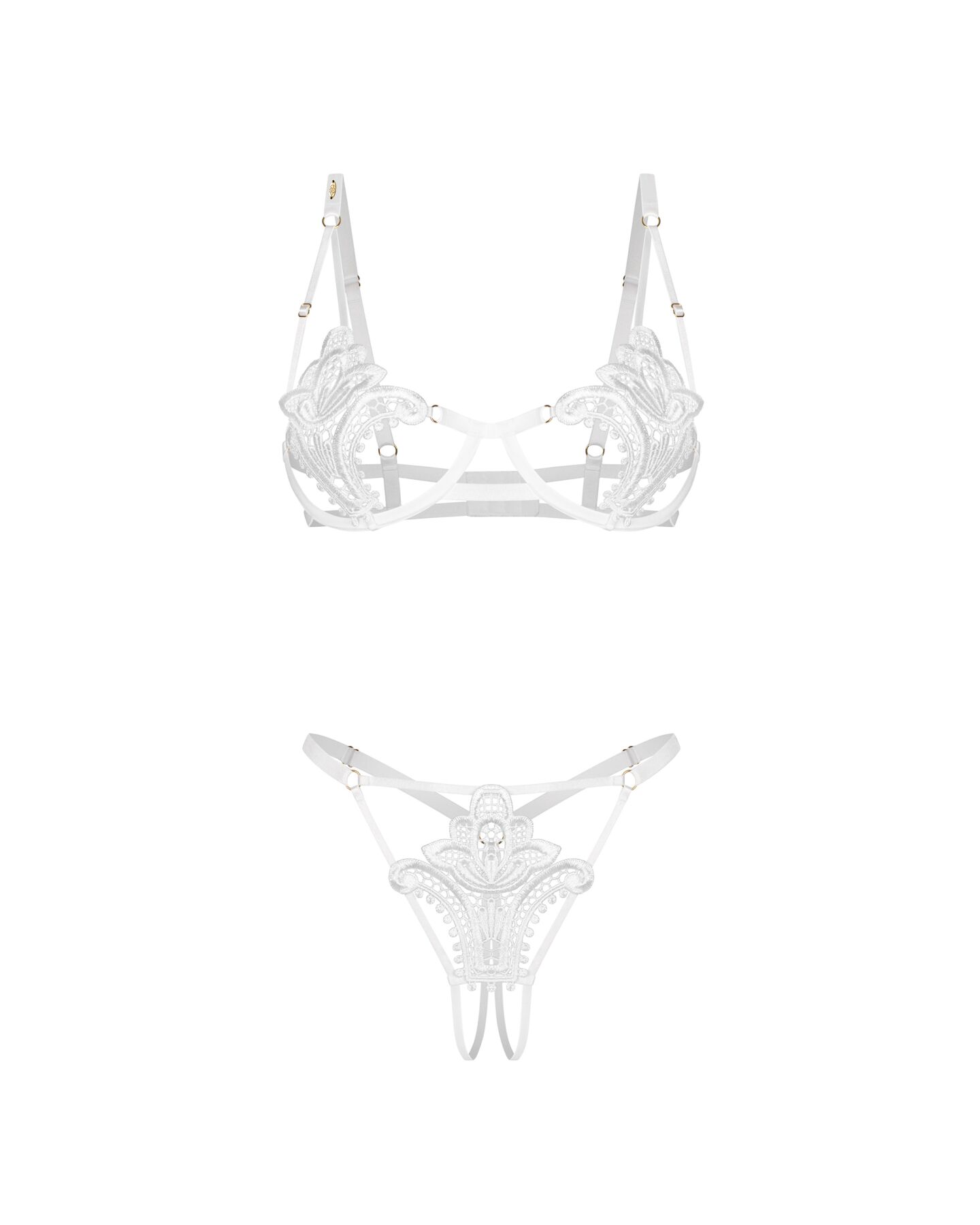 Комплект Obsessive Luise Sublim White 2-pcs crotchless set S/M