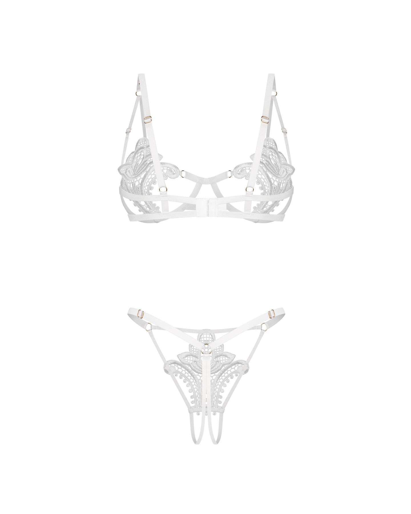 Комплект Obsessive Luise Sublim White 2-pcs crotchless set L/XL